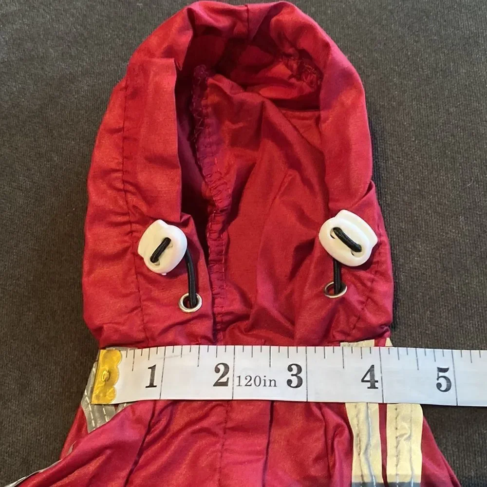 Dog Rain Coat Lightweight with Hoodie Reflective Strips Snap Closure Size S NEW